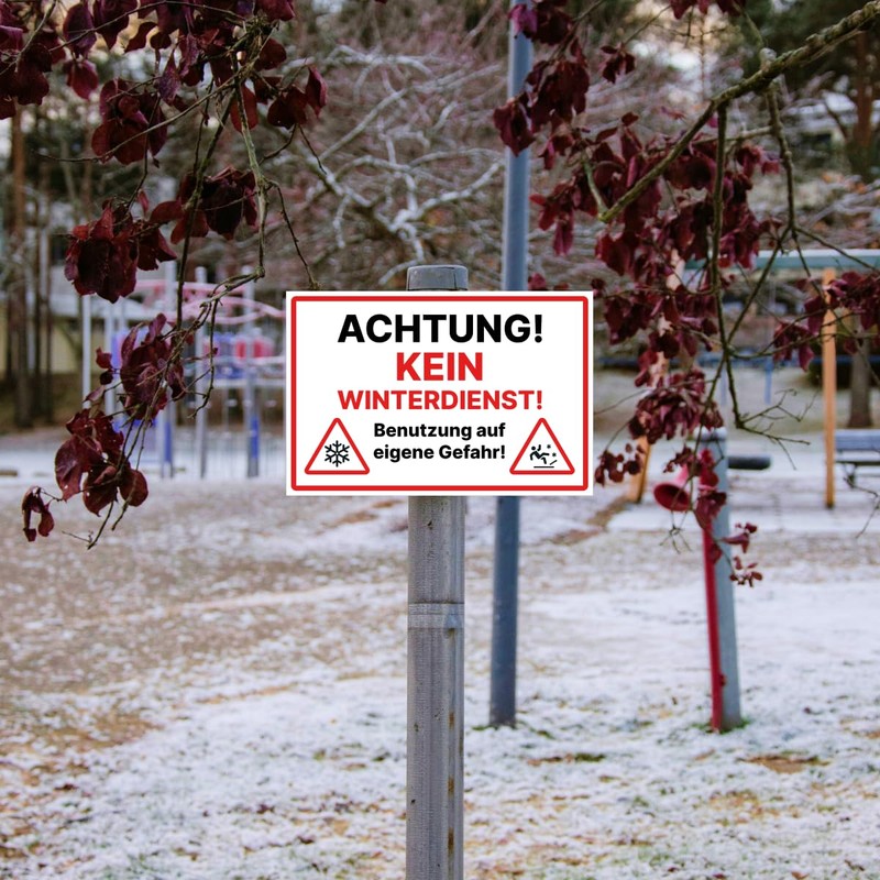 Achtung Kein Winterdienst Sign 20 x 30 cm Weatherproof Aluminium