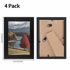 HRLORK 4 Pcs Photo Frames Set 6x4 Inch/10x15cm Picture Frames Black Tabletop/Wall Mount Poster Frame for Portraits, Landscapes