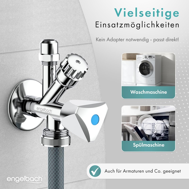 Engelbach® Combination Angle Valve 1/2 Inch Self-Sealing Universal Angle Valve