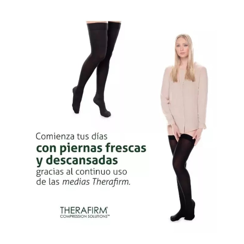 Media Al Muslo Therafirm Alta Compresión 20-30color Negra