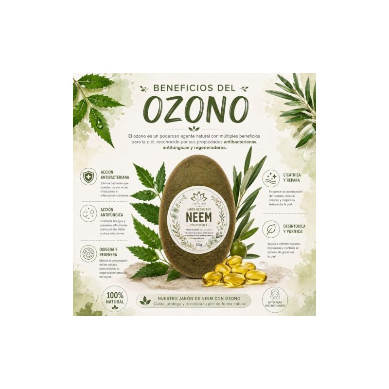 Jabón Orgánico Ozonizado Con Neem Y Vit E