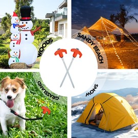 4/8/12/ Pack Screw in Tent Stakes Heavy Duty,8 Inch Ground Anchors Screw in,Drill in Style Metal Stakes,with Hex Head Driver,Camping Tent Accessories.(4, Orange)