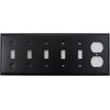 Black 6 Gang Wall Plate - 5 Toggle Switches 1
