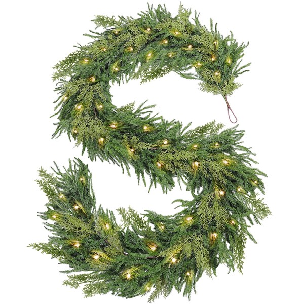 9 Ft by 10 Inch Real Touch Norfolk Pine Garland,