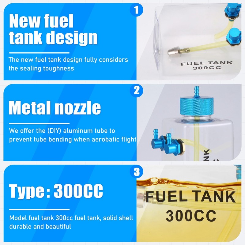 Comphic Fuel Tank Petrol Transparent Plastic Bottle 300CC CNC for
