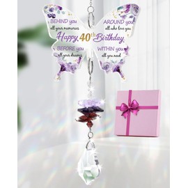 TheGiffter 40th Birthday Gifts for Women 1985, Unique Butterfly Suncatcher Crystal - Spiritual Gifts for Her Mother Mum Sister Wife Best Friend, Funny Happy Birthday Presents for Female