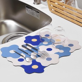 Well Factory Drying Mat, Water Absorbing Mat, Kitchen, Dishes, Dishes, 11.8 x 15.7 inches (30 x 40 cm), Washable, Rolled, Storage, Draining, Mat, Washable, Quick Drying, Washable, Water Absorption