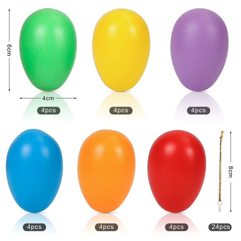 O-Kinee Easter decoration: Plastic Easter Eggs with Ribbon Colourful for