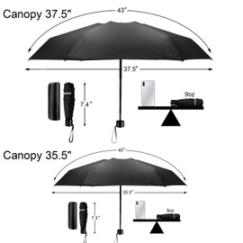 TradMall Mini Travel Umbrella, Portable Lightweight Compact Parasol with 95% UV Protection for Sun & Rain, Black