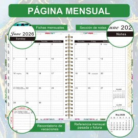 Agenda Diaria Doxungoo 2026 A5 Anillada con Espiral Metálico y Cubierta Impermeable