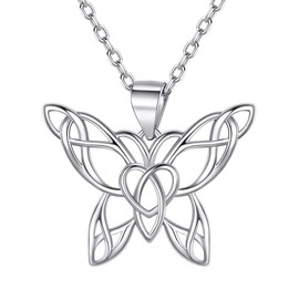 ChicSilver Celtic Butterfly Necklace for Women Ladies 925 Sterling Silver Irish Knot Jewelry Amulet Pendant with Chain