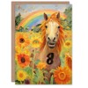Artery8 8th Birthday Greeting Card Rainbow Horse Sunflowers Kids Age
