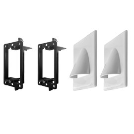 BestMounts - in-Wall Cable Management 1-Gang Recessed Screw Less Low Voltage Cable Plate with Mounting Bracket ETL Listed (1Pack, Snap-ON Outer Nose)