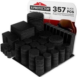 357 pcs Black Felt Furniture Pads X-Protector! Huge Quantity of Furniture Pads for Hardwood Floors with Many Big Sizes – Your Ideal Wood Floor Protectors for Furniture. Protect Any Type of Hard Floor!