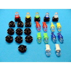 Lumiglow 15 Assorted Dome LEDs Light Bulbs 1/2" Sockets Instrument Panel Dash Imports