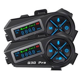 Motorcycle Bluetooth Headset, Motorcycle Headset for 2 People, Motorcycle Headset with 500 m Range, Wireless Motorcycle Helmet Headset with IP67 Waterproof Intercom Duration 15 Hours and FM Radio