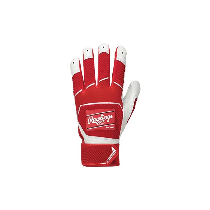 Rawlings Baseball Adult Ambidextrous Patch Logo Batting Gloves Genuine Leather