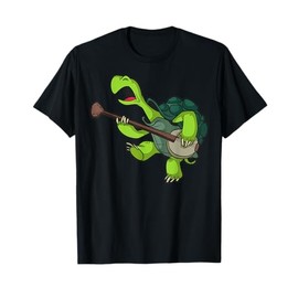Cartoon Turtle Playing Banjo Fun Character For Kids T-Shirt