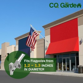 CQ Garden Flag Pole Holder for Outside House, 1.2~1.3 inch Diameter Aluminum Flag Pole Holder, 1.25 (1 1/4) Inch Flag Pole Bracket, 2-Position Flag Pole Mount (Silver)