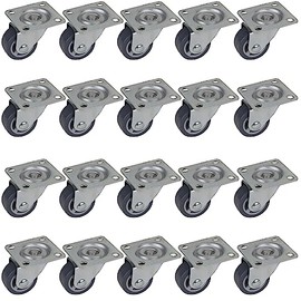 Dörner + Helmer Set of 20 Furniture Castors 30 mm with TPE Wheel and Plate Load Capacity 20 kg / Roll