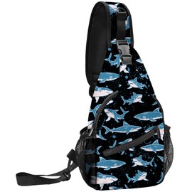 Yrebyou Shark Sling Bag for Women Men Crossbody Strap Backpack Lightweight Waterproof Travel Hiking Daypack Shoulder Bag