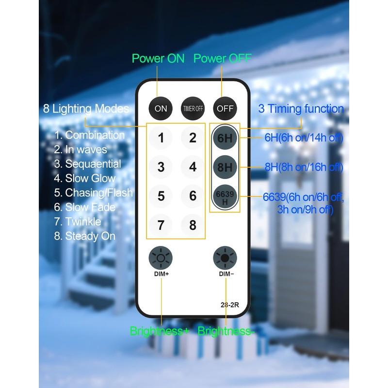 Vynoblip Christmas Icicle Lights Outdoor,8 Modes Indoor Decor String Lights
