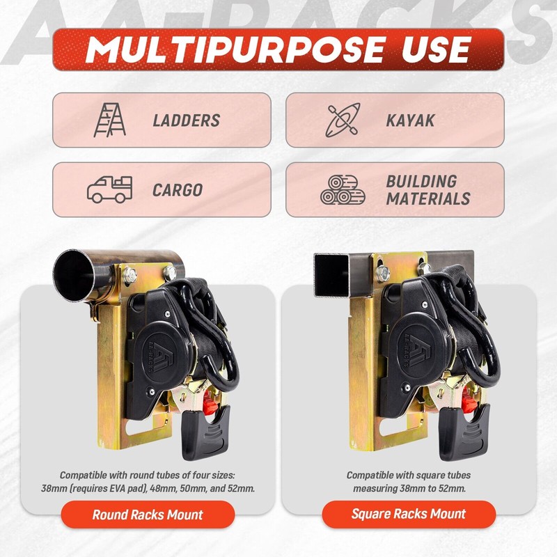 AA-Racks Heavy Duty Retractable Ratchet Straps (2 Pack) - 2