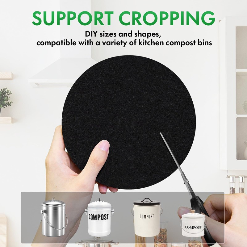 ENLOY 7.25 Inch Charcoal Filters for Kitchen Compost Bin, 12