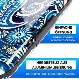 Card Holder for Men and Women, Aluminium with RFID Locking System, Anti-Fraud, Non-Contact Large Capacity, Paisley