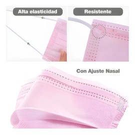 1000 Cubrebocas Tricapa Infantil Termosellado Color Rosa