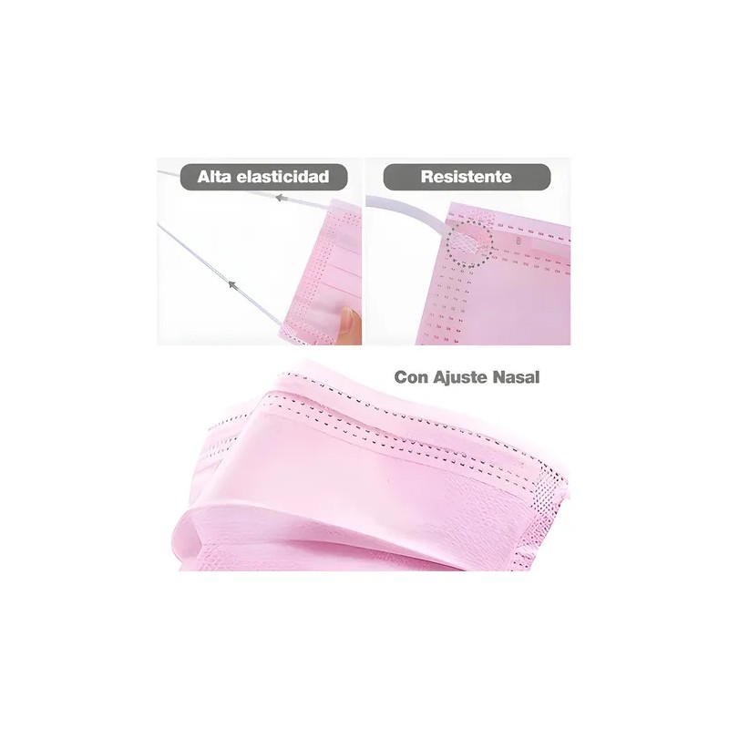 1000 Cubrebocas Tricapa Infantil Termosellado Color Rosa