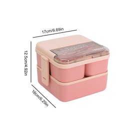 ISAKEN Brotdose für Kinder Erwachsene, 3 In 1 Doppel Bento Box mit 4 Fächern, Auslaufsicher Lunchbox Vesperdose Frühstücksbox für Schule Arbeit Picknick Reisen, Mikrowellengeeignet & Spülmaschinenfest