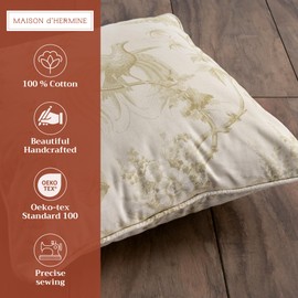 Maison d' Hermine Decorative Pillow Cover 100% Cotton 18"x18" Square Washable Cushion Covers with Invisible Zipper for Couch, Bedroom, Home, Paradise - Sage - Spring/Summer