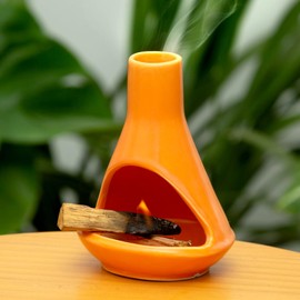 MOUGIGI Handmade Ceramic Chiminea Palo Santo Holder - Modern Medieval Incense Burner and Candlet Holder - Zen Home Decor