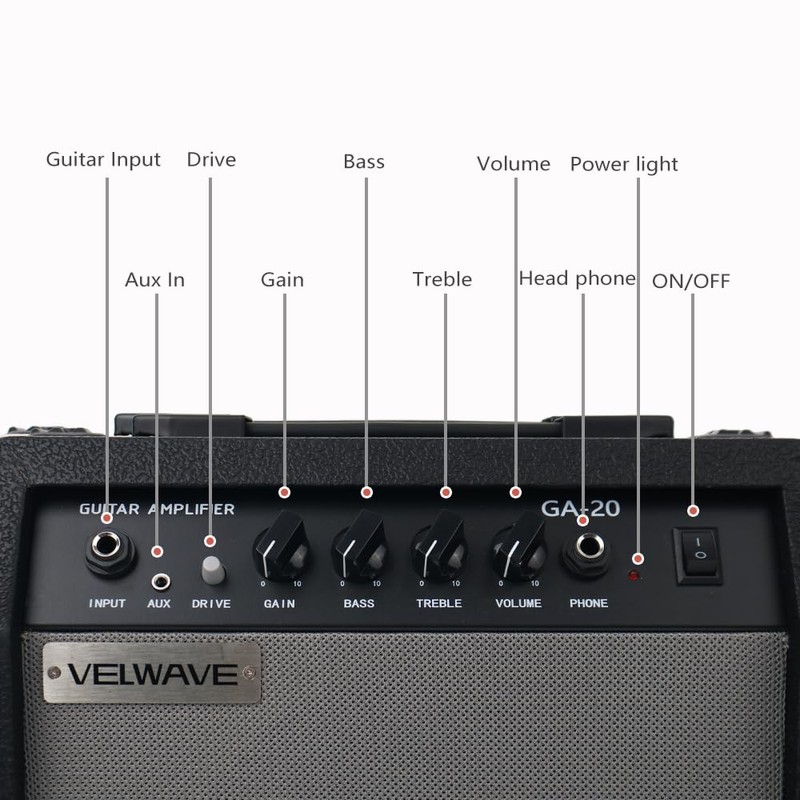 Electric Guitar Amplifier 20W Black Portable Smart amp 6.5'' Speaker