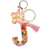 OSDUE Fashion Alphabet Initial Letter Keychain, Women Tassel Butterfly Pink