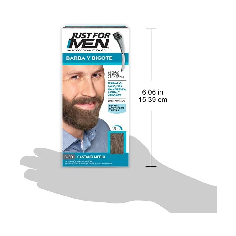 Just For Men Tinte en Gel Barba y Bigote, Castaño
