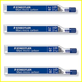 STAEDTLER Mars micro carbon 250 0.7mm 2B - Pencil lead refills - 4 Tubes / Packs (48 Leads) 2B