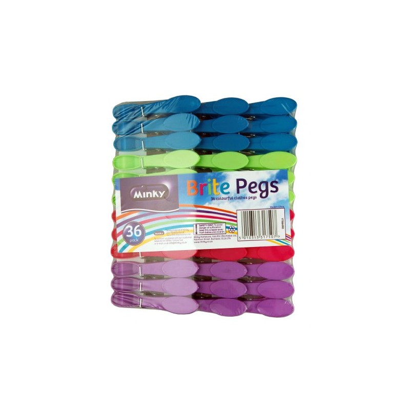 Minky Brite Soft Grip Pegs Pack 36 (306442)
