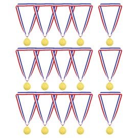PATIKIL Gold Award Medals, 15 Pcs 1st Place Style Winner Medals with Neck Ribbon Metal Medals Prizes for Sports, Tournaments, Competitions