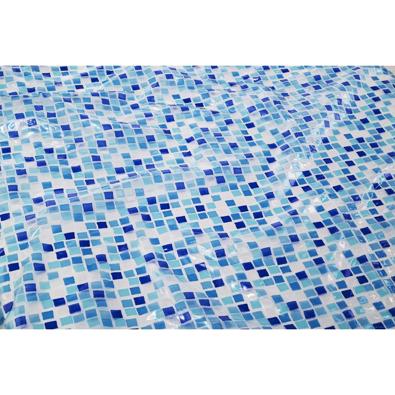 Croydex AE543424 Mosaic PVC Shower Curtain, Blue, 1800 x 1800mm
