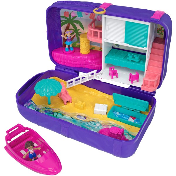Polly Pocket Hidden Places Beach Vibes Backpack with Beach Theme, Dolls & Accessories