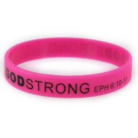 Godstrong 8030019 3 Pieces Pink with Black Adult Imprinted Silicone Band Eph. Ephesians 6:10-11