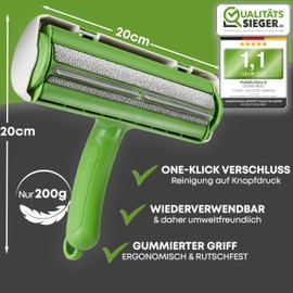 DOGGYBOO NEUHEIT 2024 Selbstreinigender Tierhaarentferner – Premium Fusselrolle für Hundehaare und Katzenhaare, Wiederverwendbarer Katzenhaarentferner für Sofa, Teppich, Bett und Auto (Grün)
