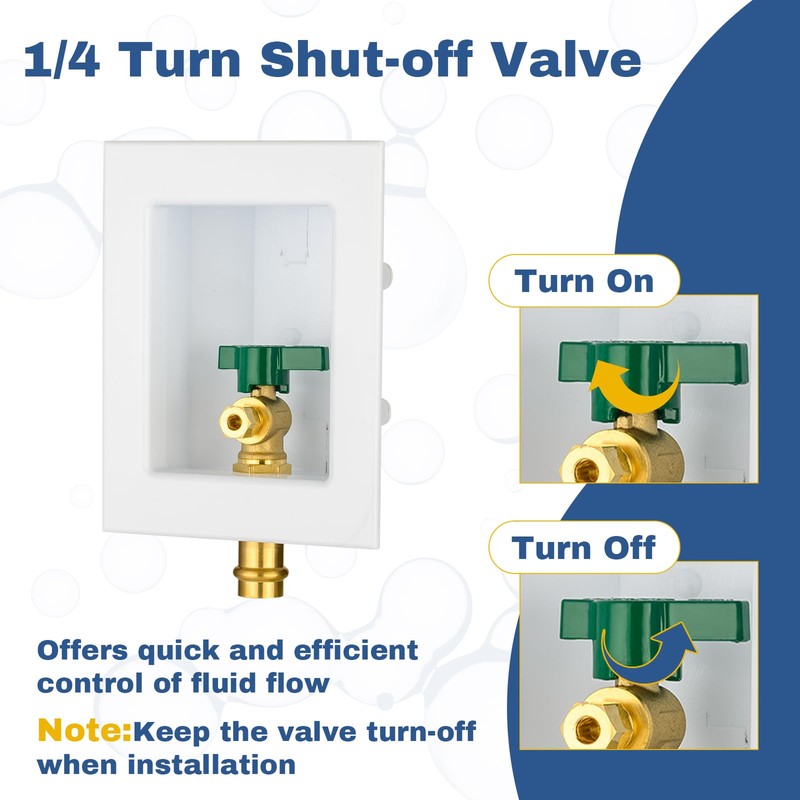 1-PACK GUOFIS Icemaker Outlet Box with 1/2" Copper Press Inlet
