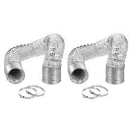 PATIKIL 16 Feet Dryer Vent Hose, 2 Pack 4 Inch Diameter Flexible Aluminum Ducting Flex Air Ducting Dryer Vent 4 Clamps Included for Heating Ventilation Air Conditioning, Silver