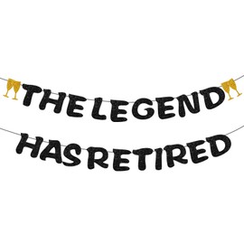 Pre Strung The Legend Has Retired Glitter Banner, Going Away Retirement Farewell Decorations Party Congratulations Banner, Retirement Gifts Men Women Party Decorations Happy Retirement Banner