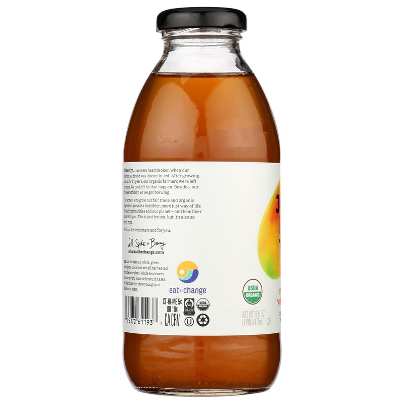 Just Ice Tea, Tea White Mango Organic, 16 Fl Oz