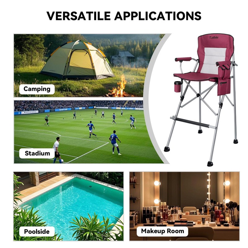 Foldable Directors Makeup Salon High Chair - Portable Camping Bar