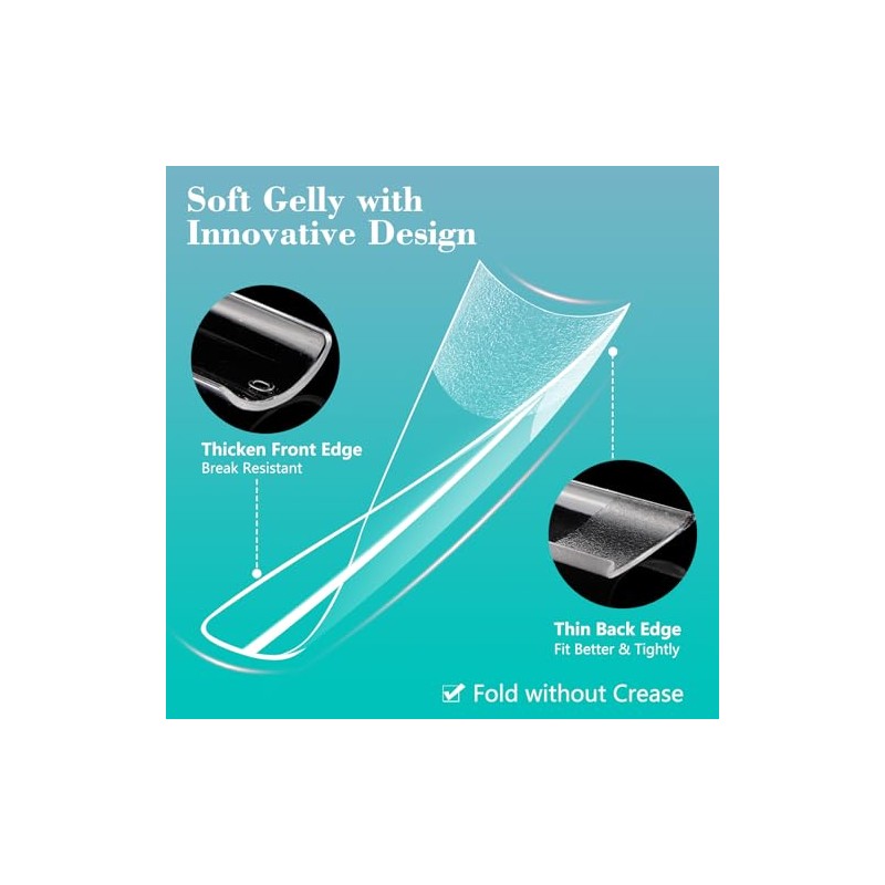 Flat No C Curve Clear Nail Tips for Acrylic Nails